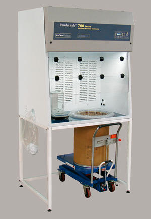 AC794BE Enclosure shown with included stand and optional hydraulic lift